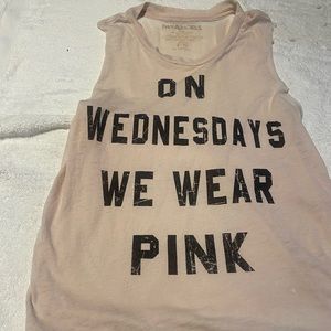 On Wednesday we wear pink sleeveless shirt